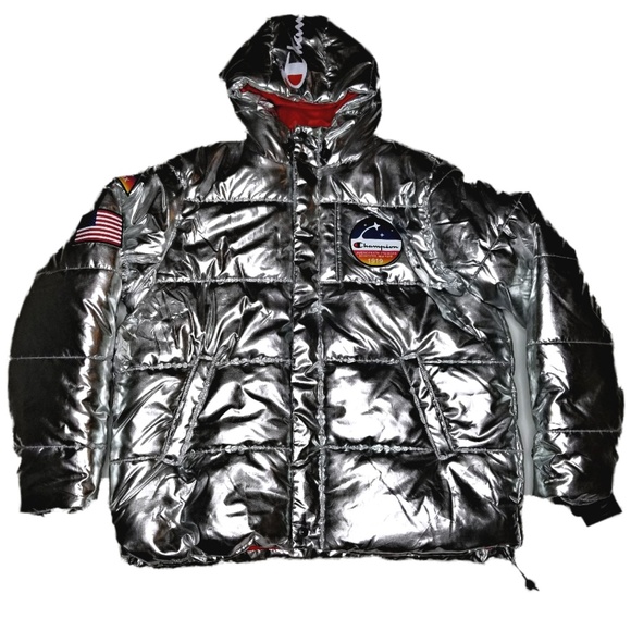 champion silver puffer jacket